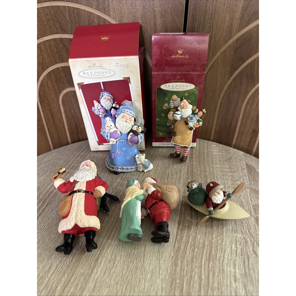 Lot of 5 Vtg 1994-2002 Hallmark Keepsake Ornament Santa Themed